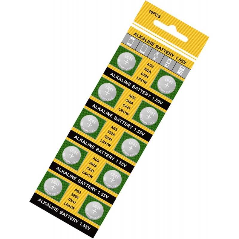 Lot de 10 piles bouton AG3 736 LR41 avec tensions stables pour montres et gadgets