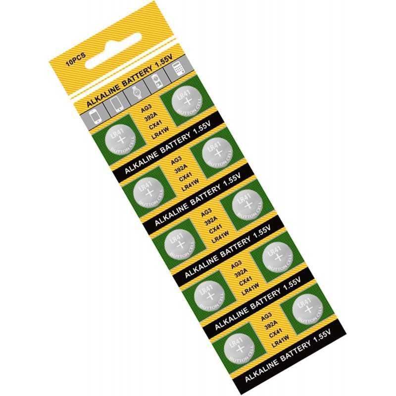 Lot de 10 piles bouton AG3 736 LR41 avec tensions stables pour montres et gadgets
