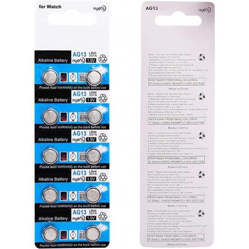 Lot de 20/10 piles bouton LR44 AG13 pour montre - 1,5 V - Pour petits appareils électroniques